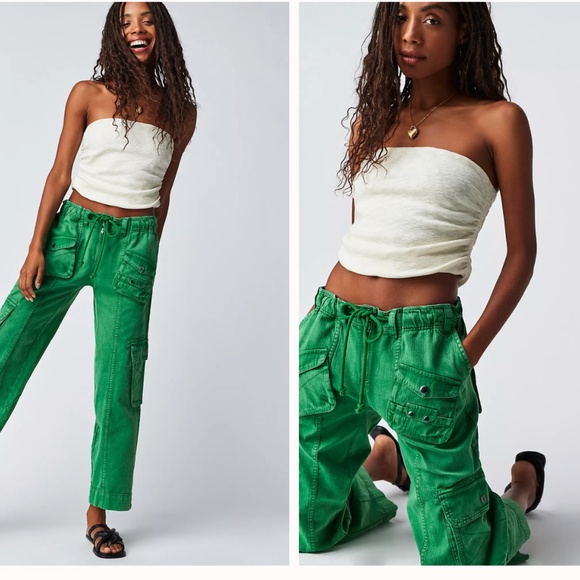 NEVER WORN Free People Green Utility Cargo PantsSize S/P